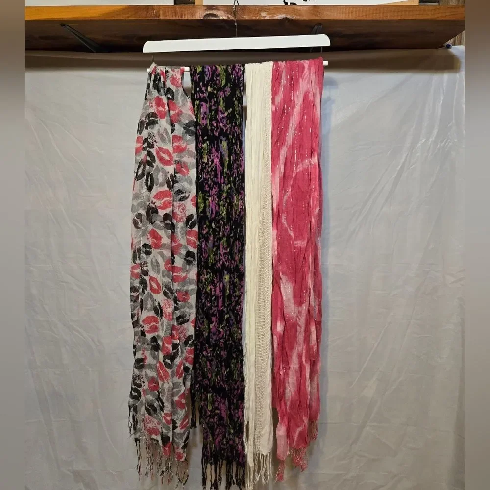 Set of Four Colorful Patterned Scarves